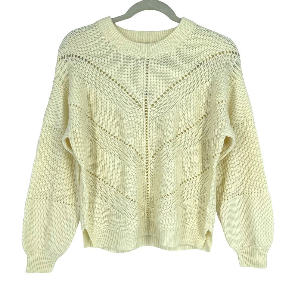 Marine Layer Cashmere Blend Olivia Crewneck Sweater‎ White Small NWT
